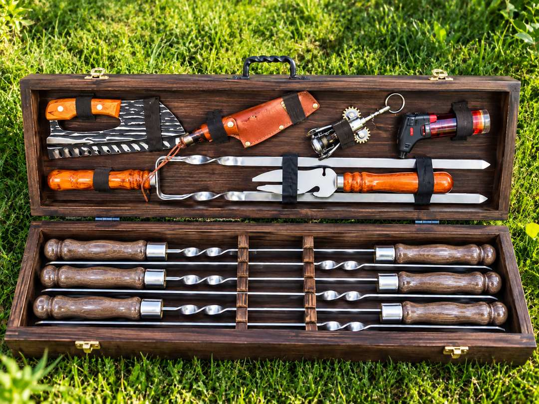 Premium-Grillset – Holzkoffer, Grillspieße und Zubehör №4