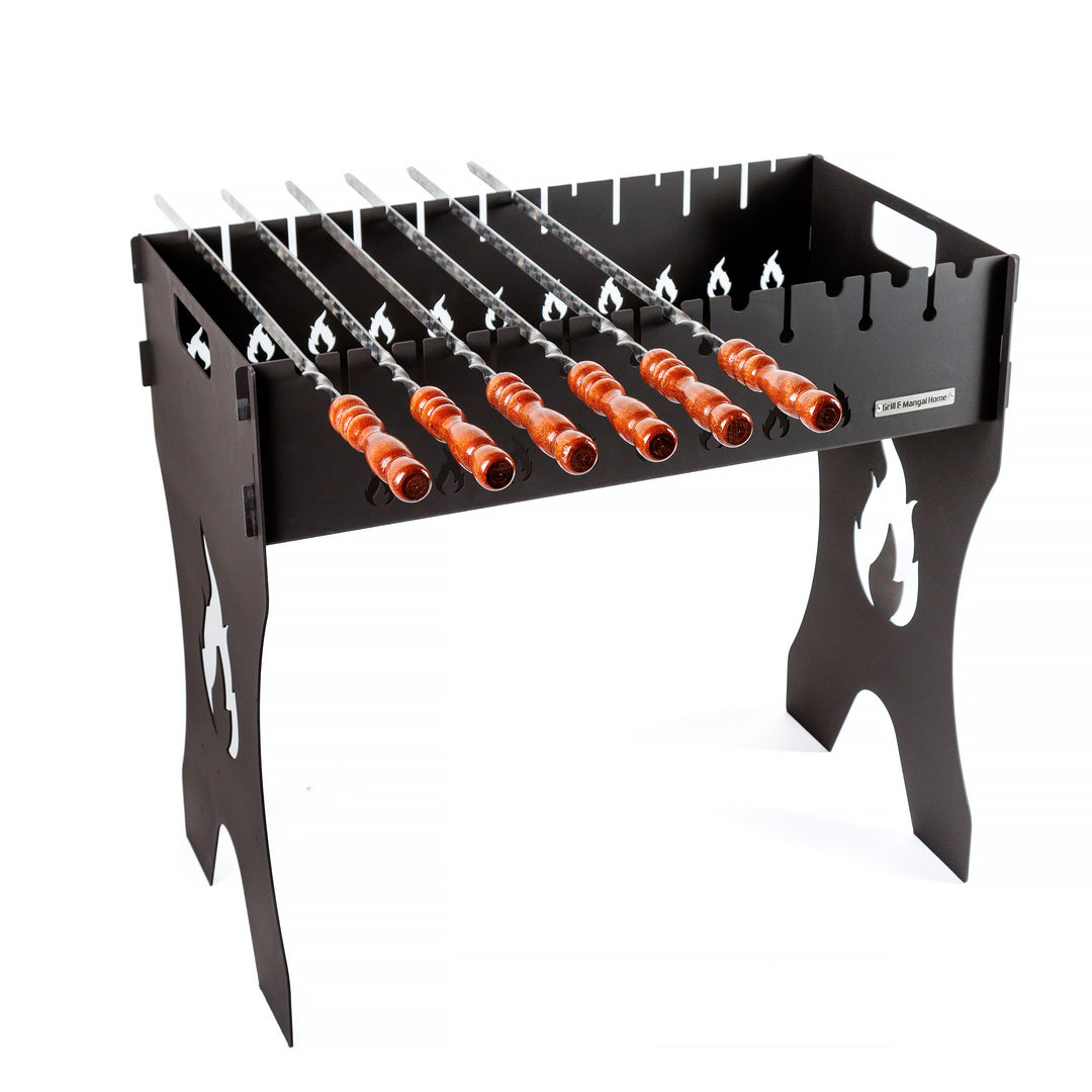 Foldable Grill-Mangal for 10 Skewers, 3 mm Steel + Case