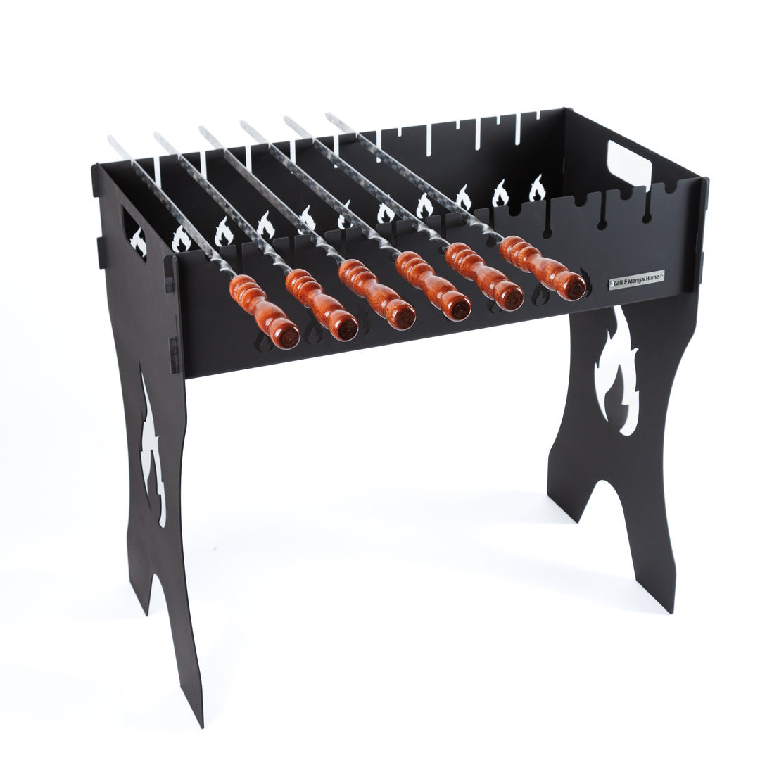 Foldable Grill-Mangal for 10 Skewers, 3 mm Steel + Case