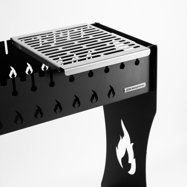 Grill-Mangal Foldable 3mm with 12 skewers and shelf + Case