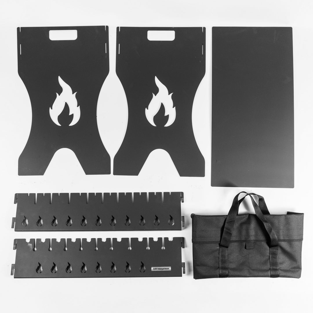 Foldable Grill-Mangal for 12 Skewers, 3 mm Steel + Case
