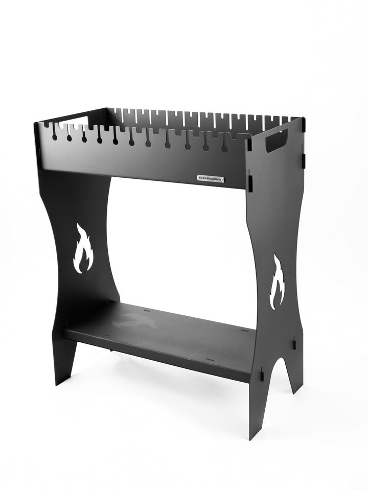 Grill-Mangal Foldable 3mm with 12 skewers and shelf + Case
