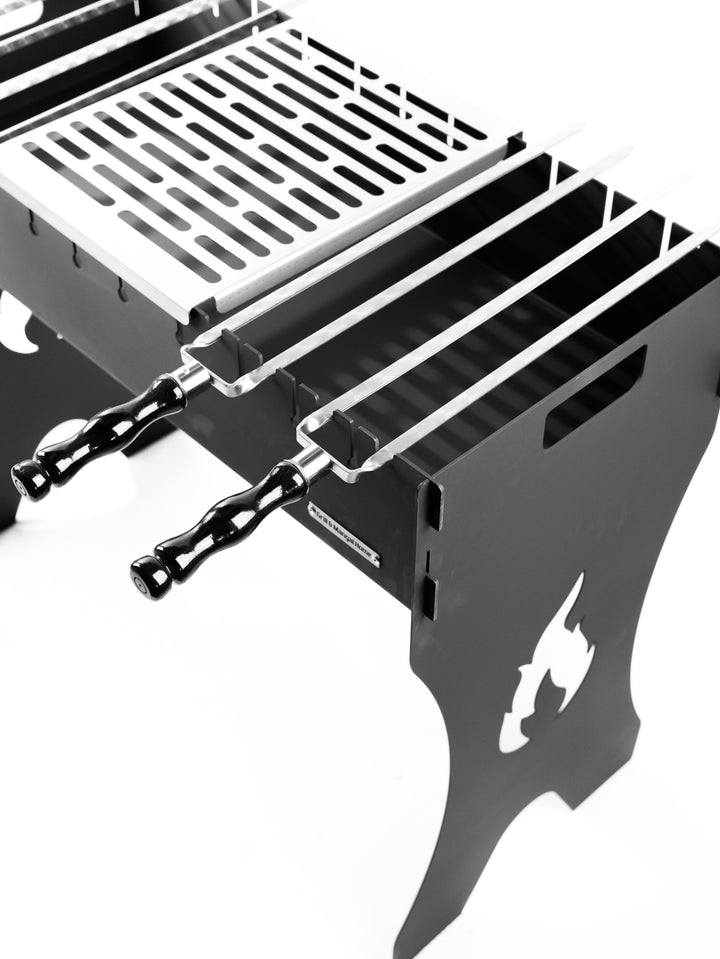 Foldable Grill-Mangal for 12 Skewers, 3 mm Steel + Case
