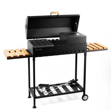 GRILL WĘGLOWY OGRODOWY NA 14 SZPICULEC +KÓŁKA /MANGAL 5 MM XXL/ SOLIDNY