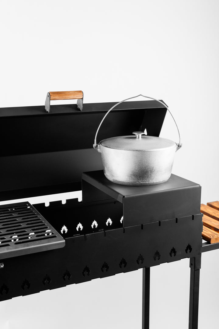 GRILL WĘGLOWY OGRODOWY NA 14 SZPICULEC +KÓŁKA /MANGAL 5 MM XXL/ SOLIDNY