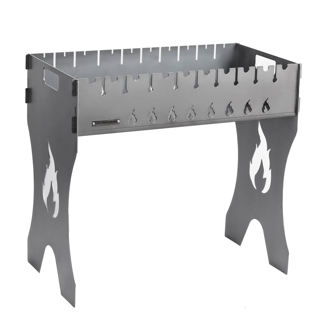 Folding Grill-Mangal for 10 Skewers, 3 mm Steel. Portable Camping Grill