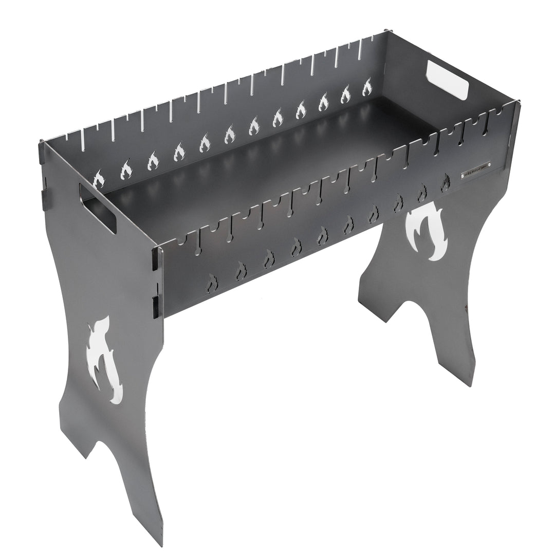 Folding Grill-Mangal for 12 Skewers, 3 mm Steel. Portable Camping Grill