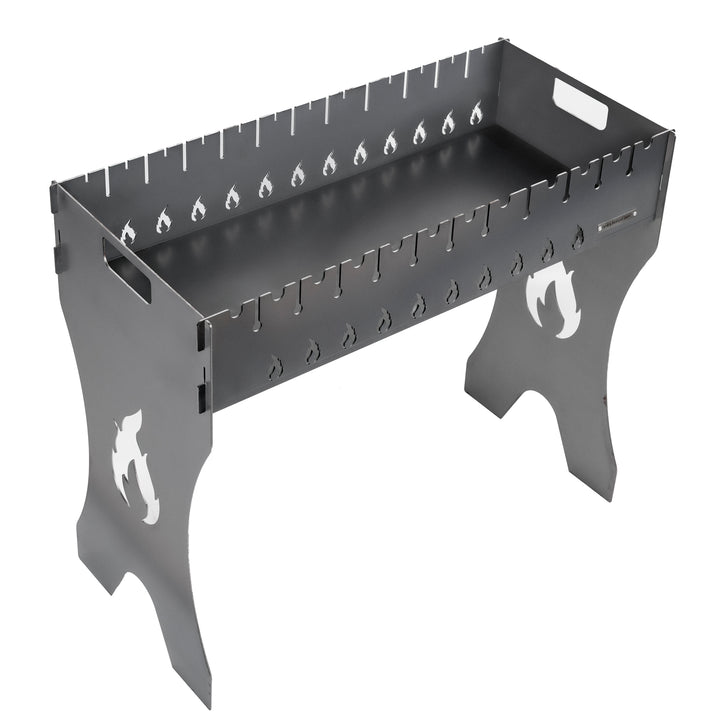 Folding Grill-Mangal for 12 Skewers, 3 mm Steel. Portable Camping Grill