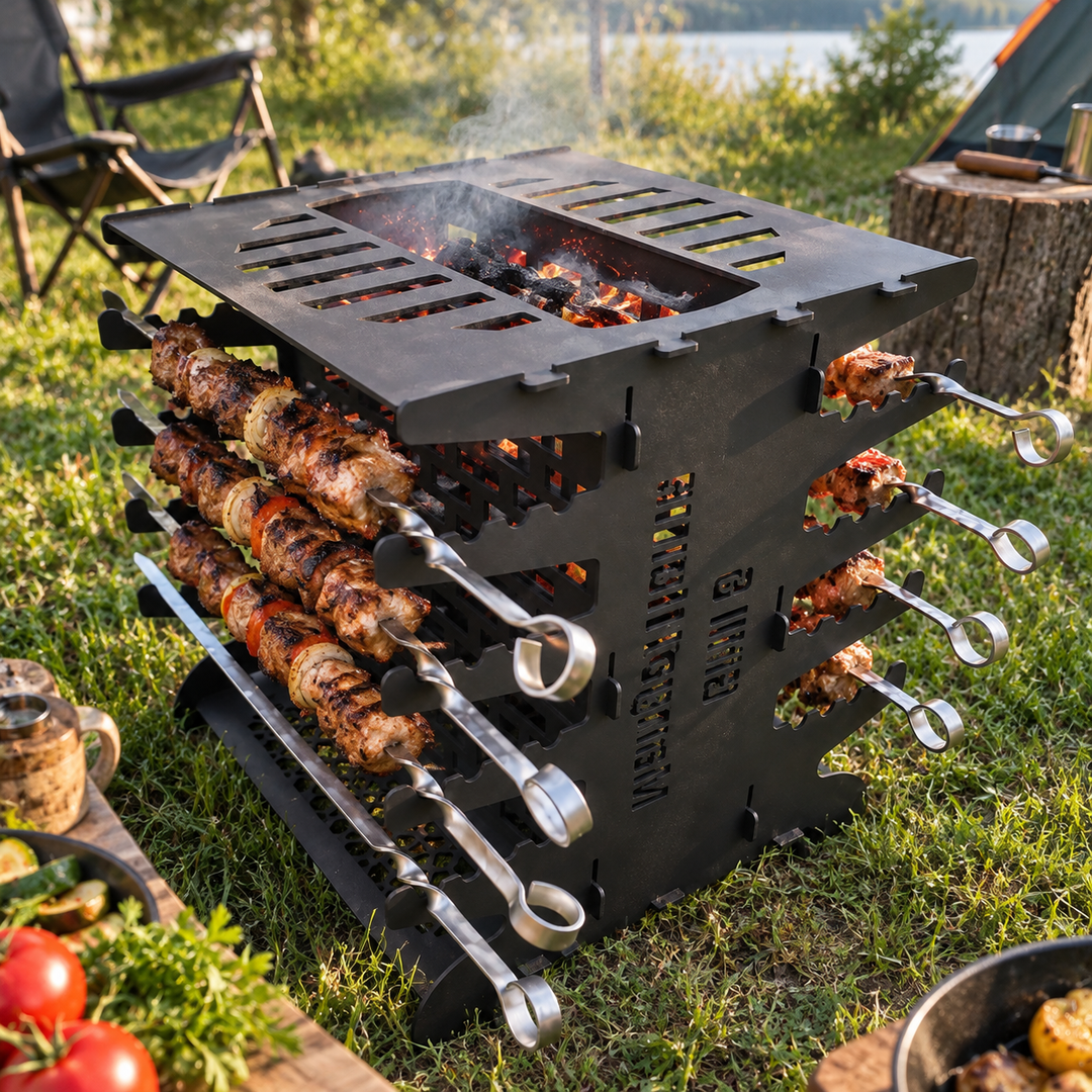 Pionowy Grill Mangal na 8 Szpikulców 3 mm – Grill Węglowy