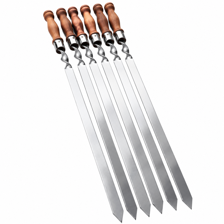 Spieß für Lula Kebab 71 cm – Breit 2 сm, Edelstahl, Holzgriff