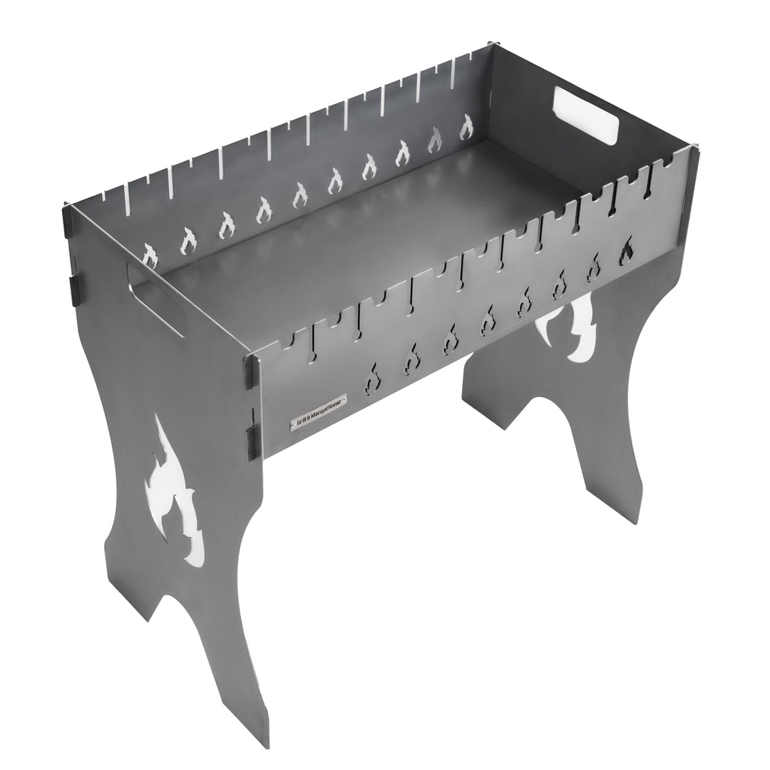 Folding Grill-Mangal for 10 Skewers, 3 mm Steel. Portable Camping Grill