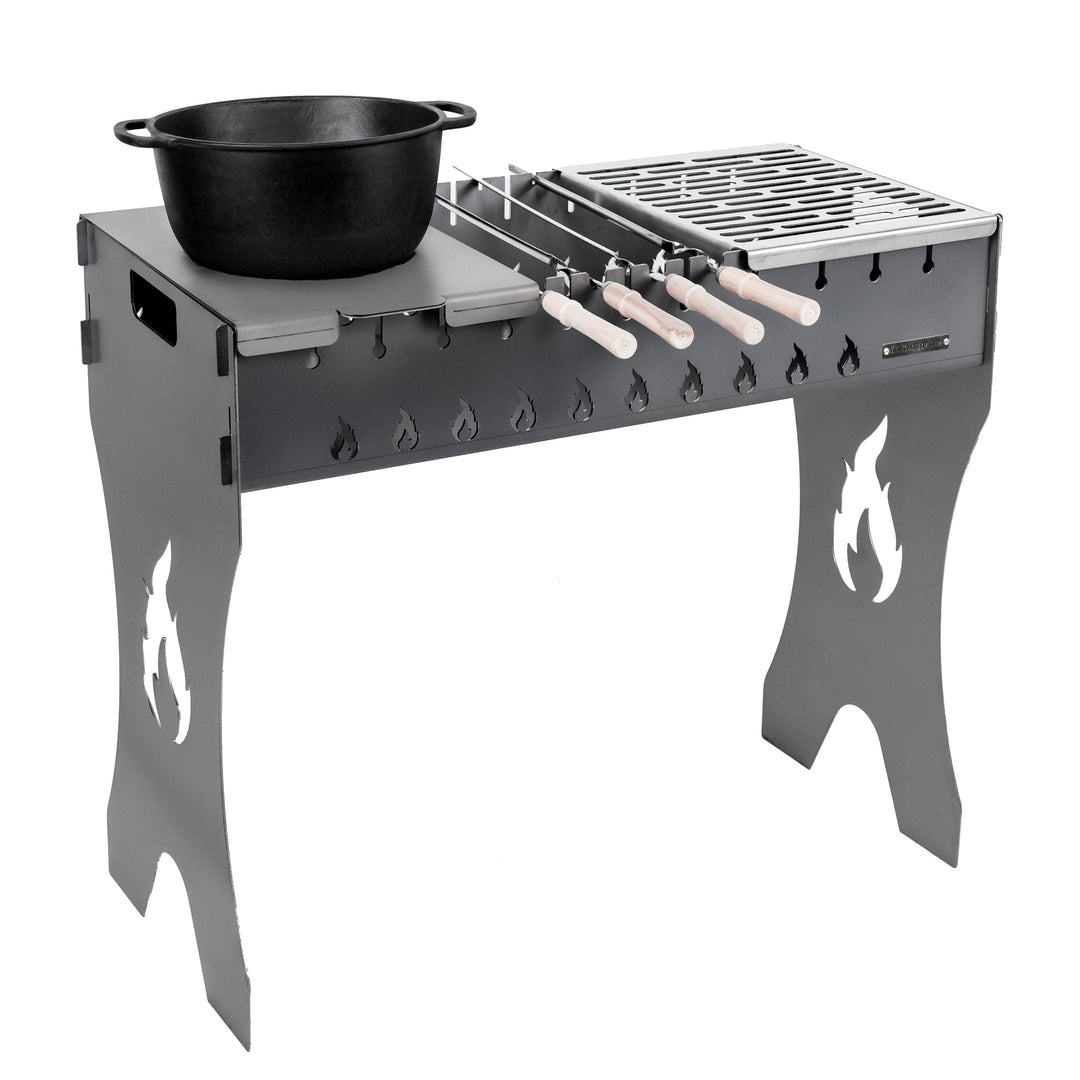 Folding Grill-Mangal for 12 Skewers, 3 mm Steel. Portable Camping Grill