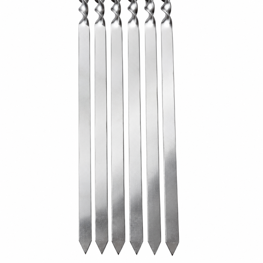 Spieß für Lula Kebab 71 cm – Breit 2 сm, Edelstahl, Holzgriff