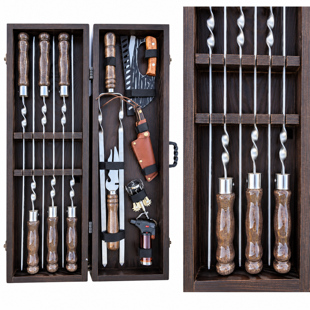 Premium-Grillset – Holzkoffer, Grillspieße und Zubehör №4