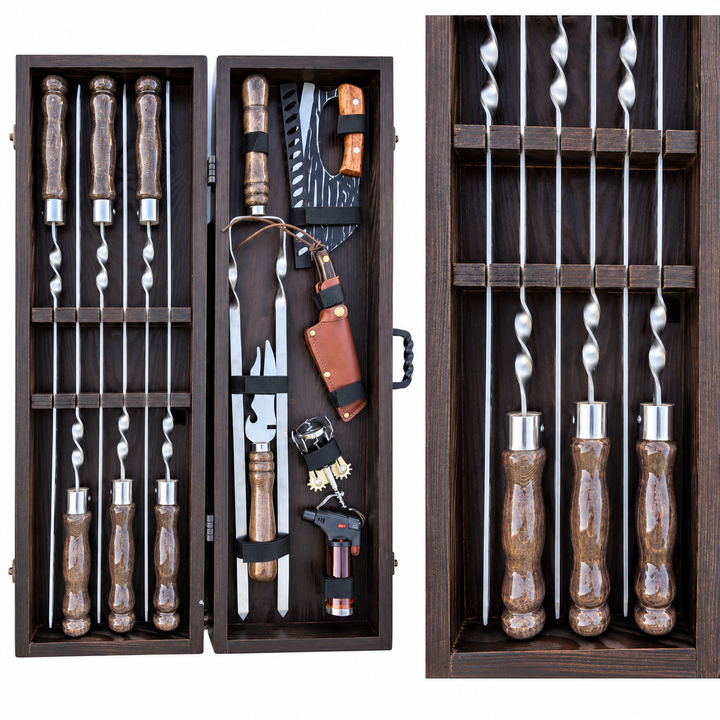 Premium-Grillset – Holzkoffer, Grillspieße und Zubehör №4