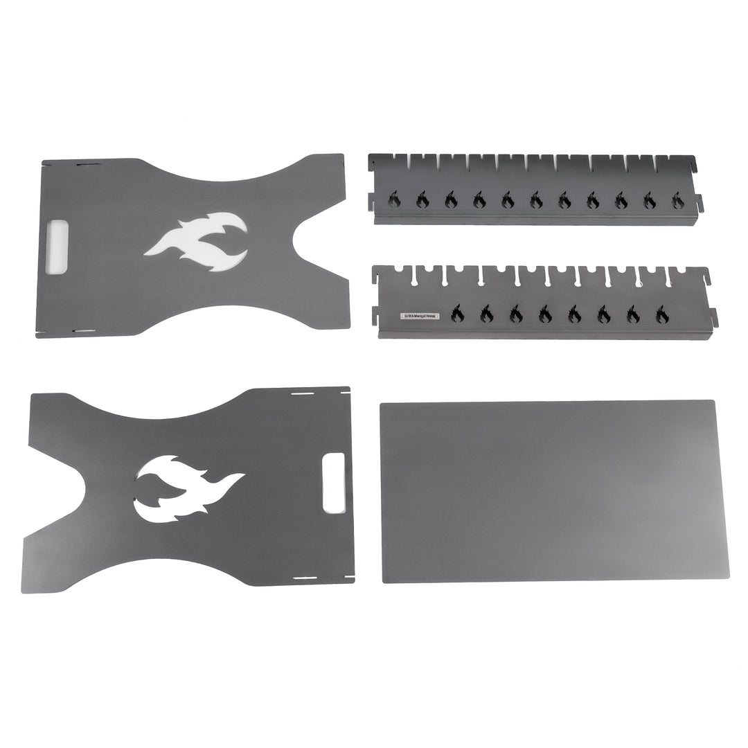 Folding Grill-Mangal for 10 Skewers, 3 mm Steel. Portable Camping Grill