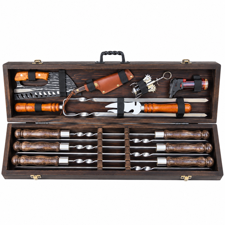 Premium-Grillset – Holzkoffer, Grillspieße und Zubehör №4