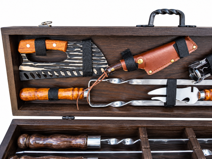 Premium-Grillset – Holzkoffer, Grillspieße und Zubehör №4