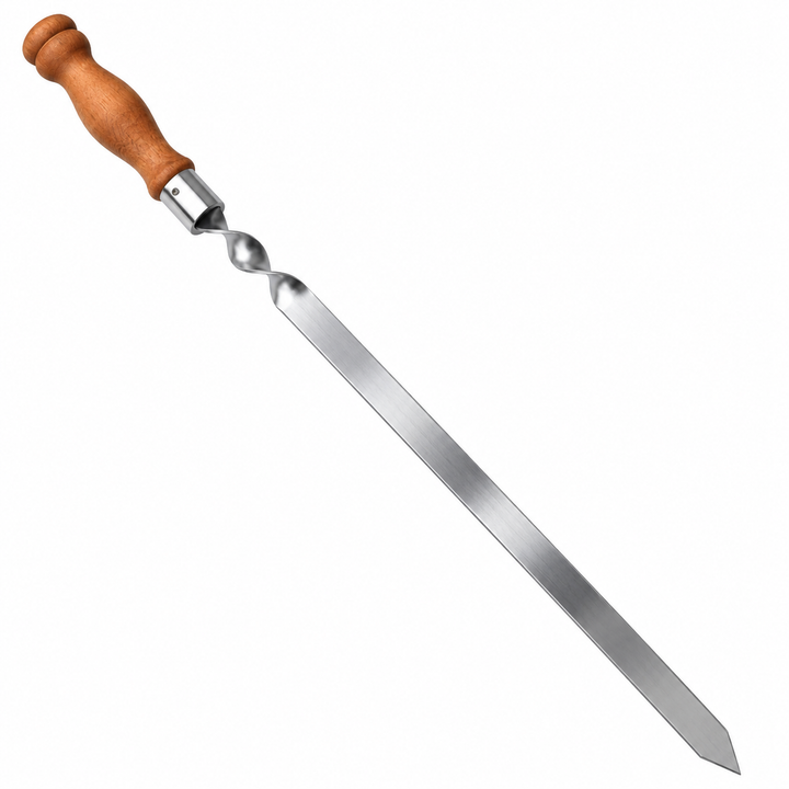 Spieß für Lula Kebab 71 cm – Breit 2 сm, Edelstahl, Holzgriff