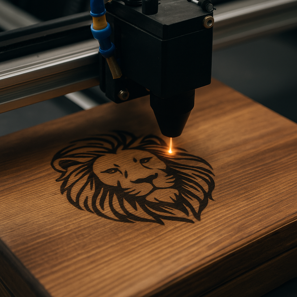 Услуга лазерной гравировки на деревянных кейсах.