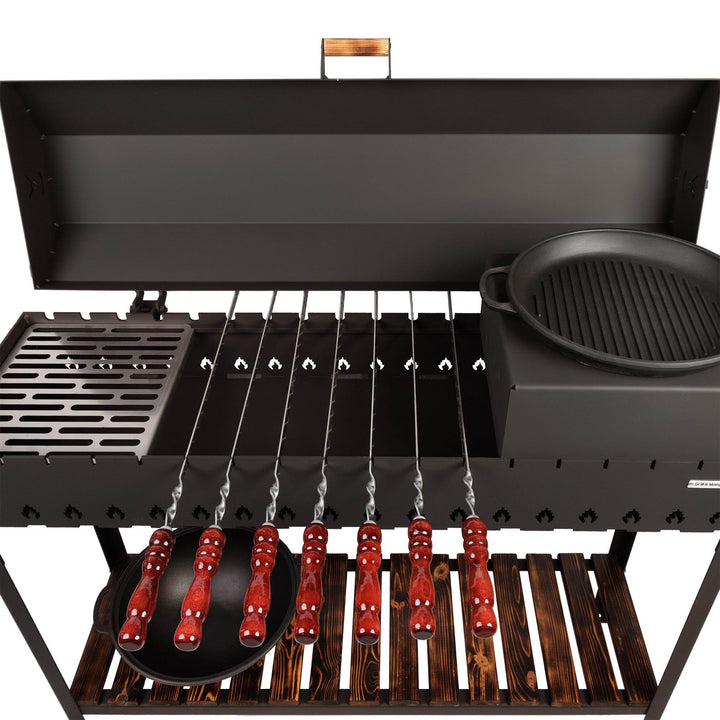GRILL WĘGLOWY OGRODOWY NA 18 SZPICULEC +KÓŁKA /MANGAL 5 MM XXL/ SOLIDNY