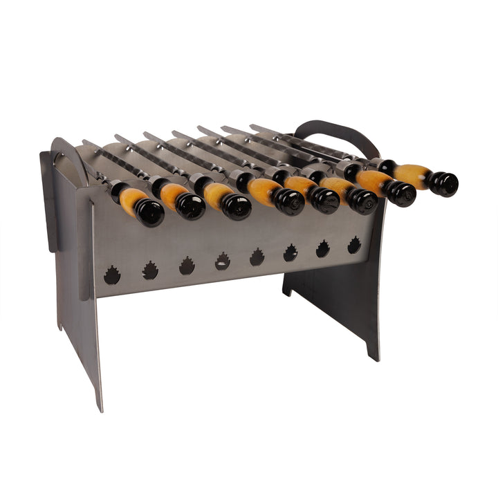 MANGAL GRILL WĘGLOWY NA 8 SZPIKULEC METAL 3 MM, Składany