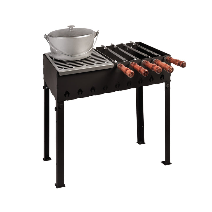 Stationärer Grill mit klappbaren Beinen für 9 Spieße, 4 mm
