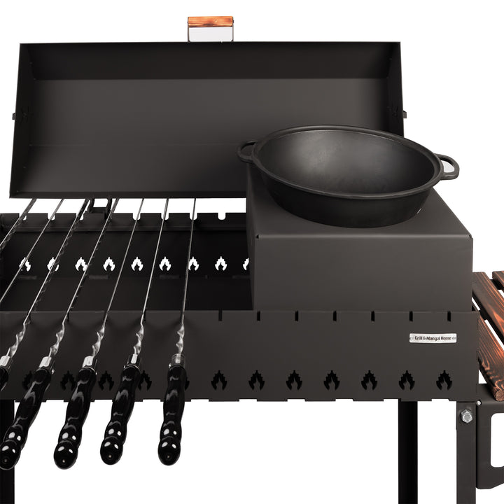 GRILL WĘGLOWY OGRODOWY NA 14 SZPICULEC +KÓŁKA /MANGAL 5 MM XXL/ SOLIDNY