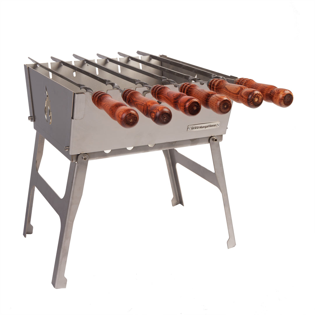 3 mm stainless steel suitcase grill for 6 skewers