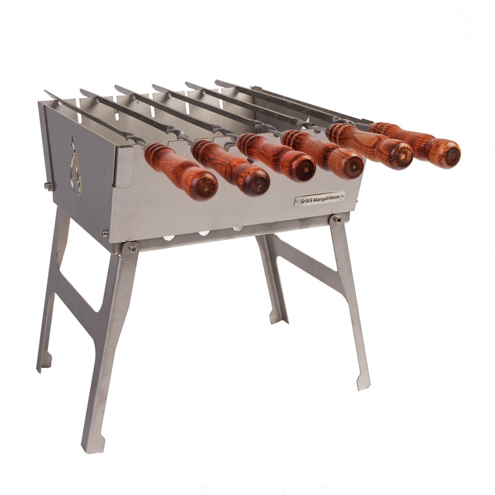 3 mm stainless steel suitcase grill for 6 skewers