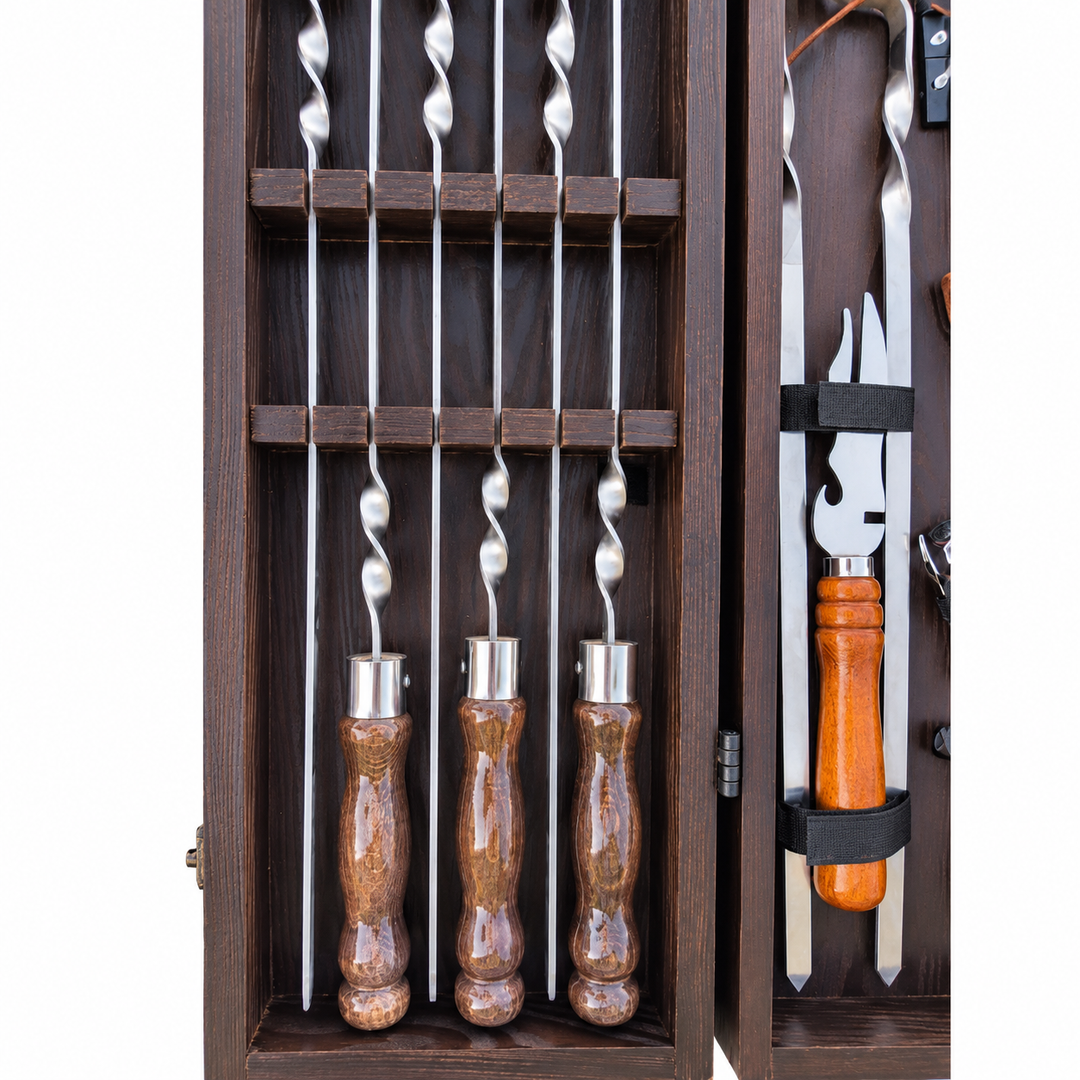 Premium-Grillset – Holzkoffer, Grillspieße und Zubehör №4