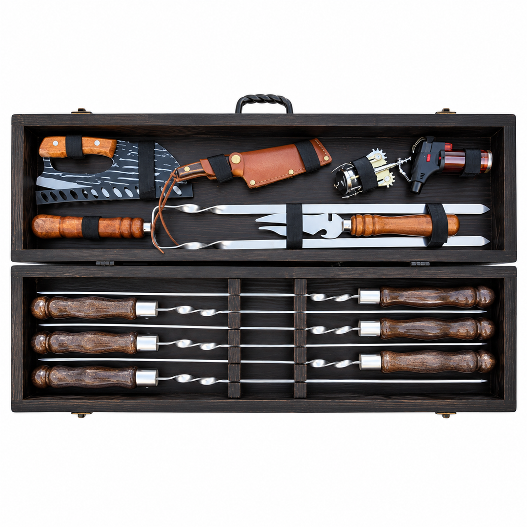 Premium-Grillset – Holzkoffer, Grillspieße und Zubehör №4