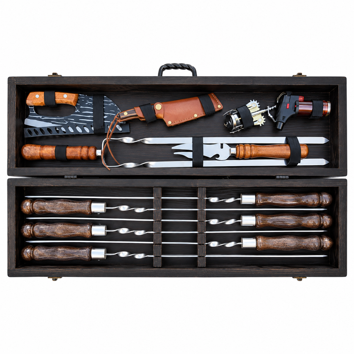 Premium-Grillset – Holzkoffer, Grillspieße und Zubehör №4