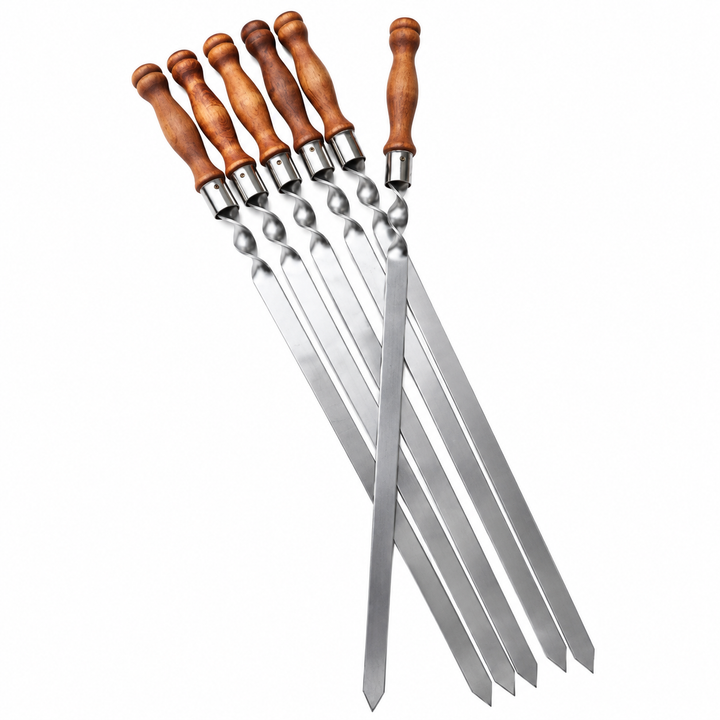 Spieß für Lula Kebab 71 cm – Breit 2 сm, Edelstahl, Holzgriff