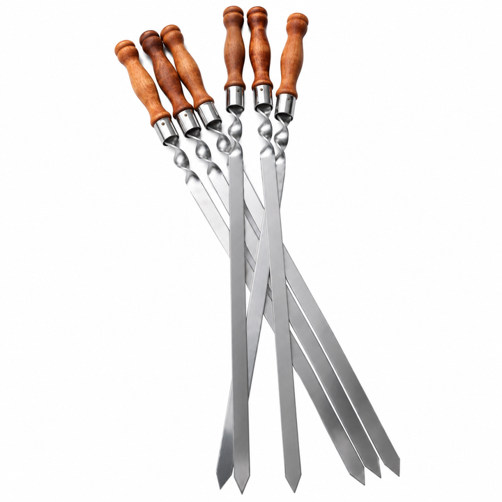 Spieß für Lula Kebab 71 cm – Breit 2 сm, Edelstahl, Holzgriff